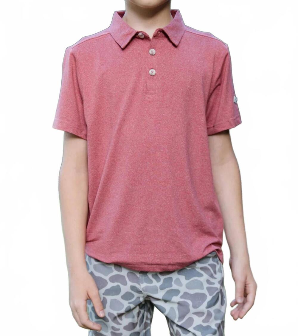 NEW BURLEBO youth boys performance polo in heather brick